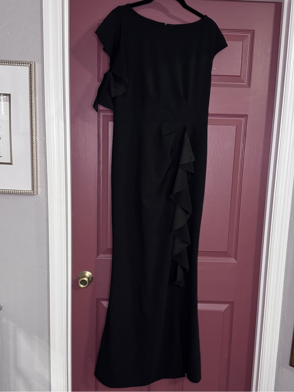 Elegant Black Ruffle-Detail Maxi Dress